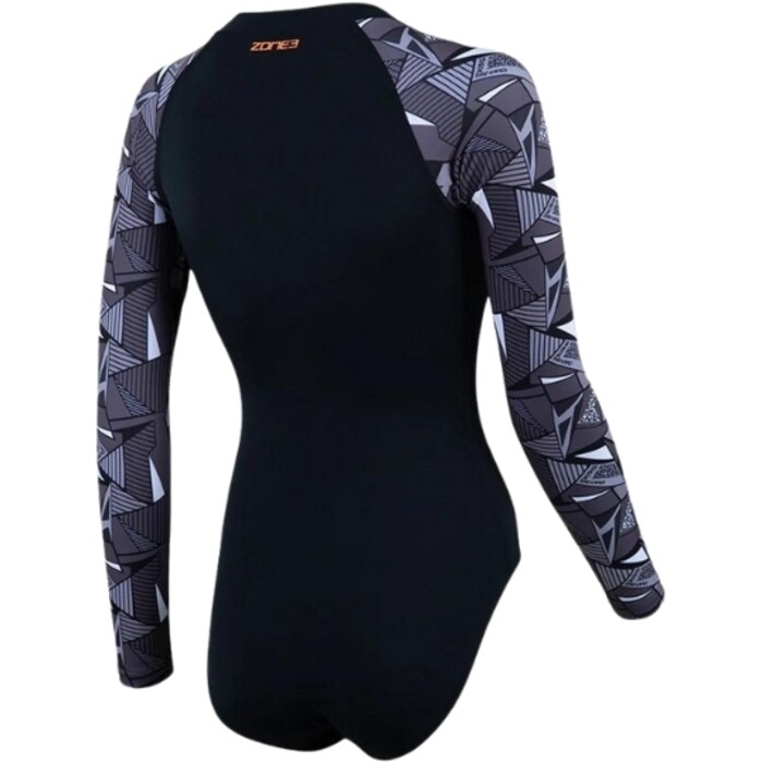 2024 ZONE3 Womens Renew Long Sleeve Openwater Swimsuit SW23WOWSLS122 - Black Grey